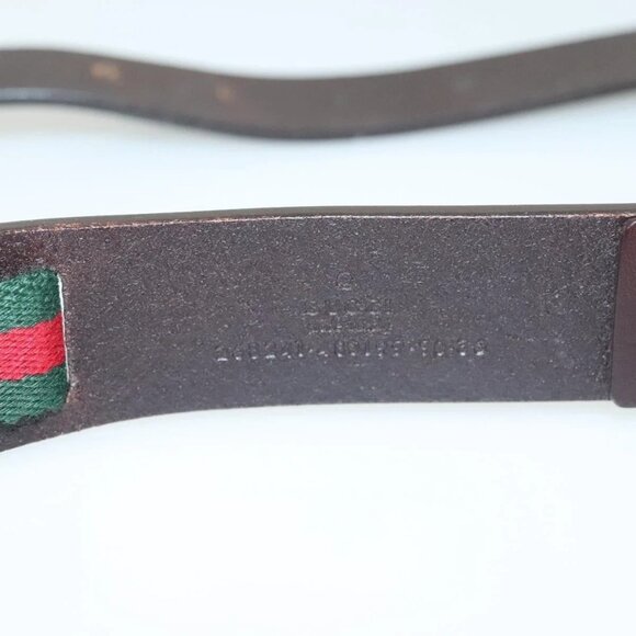 GUCCI Web Sherry Line Belt Leather 40.2"" Black Red Green Auth sw1390 - Picture 10 of 10